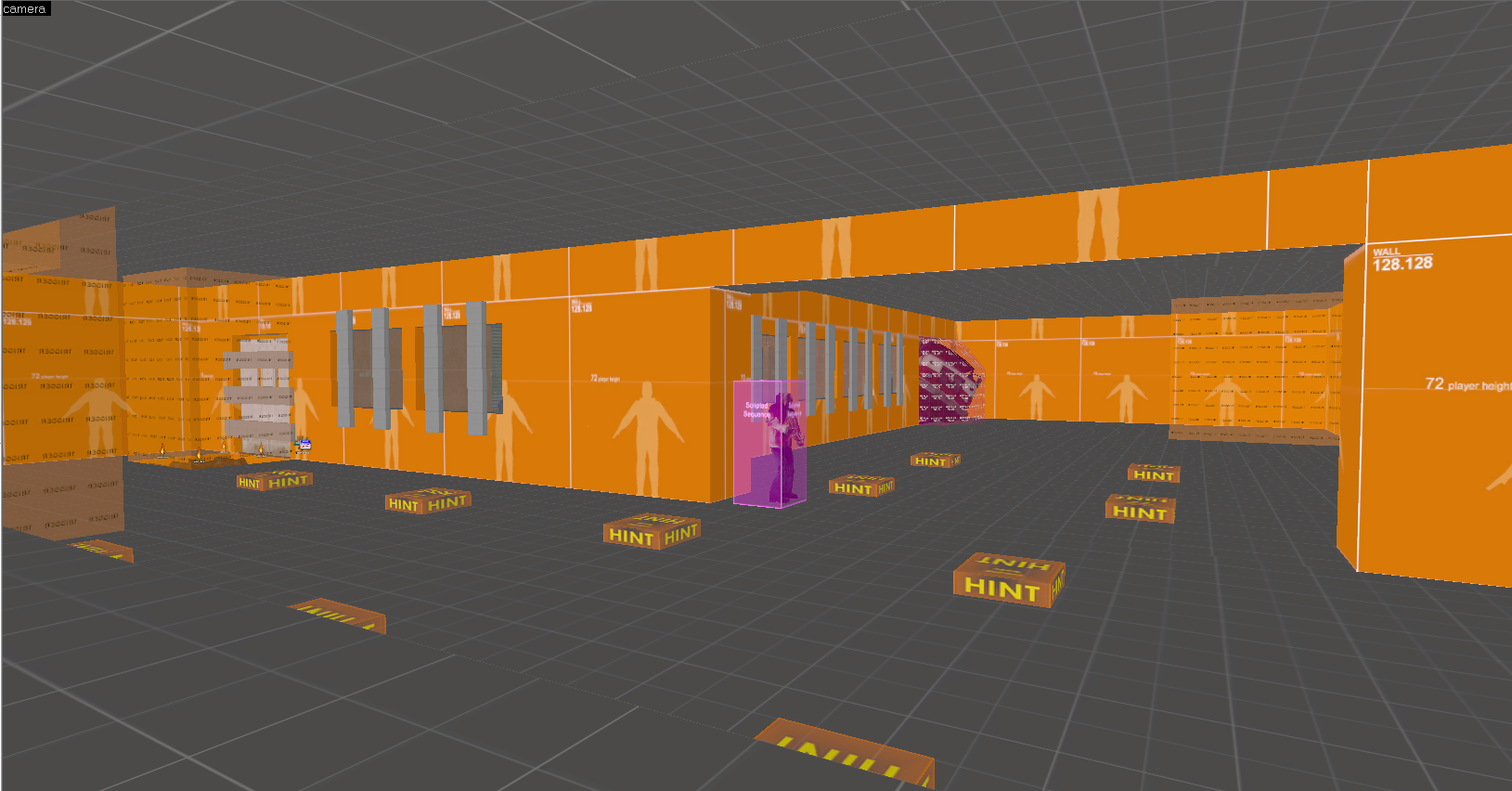 A Screenshot of Source Hammer Editor displaying a hospital lobby with spawn points for zombies and nodes to control AI
