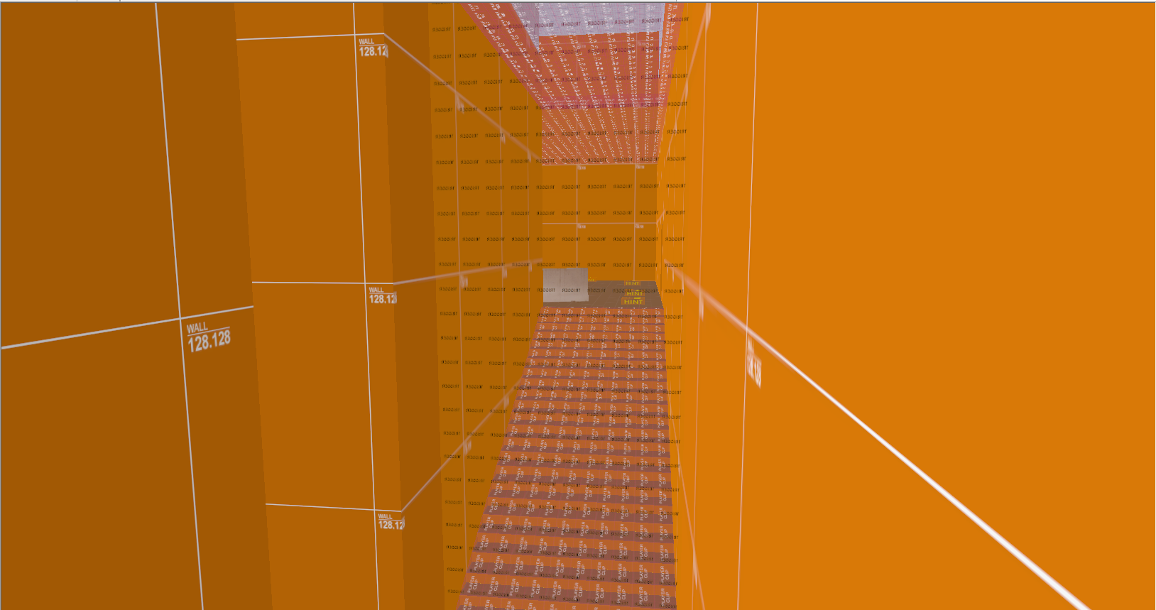 A Screenshot of Source Hammer Editor displaying an alleyway, cover, AI nodes, and trigger volumes