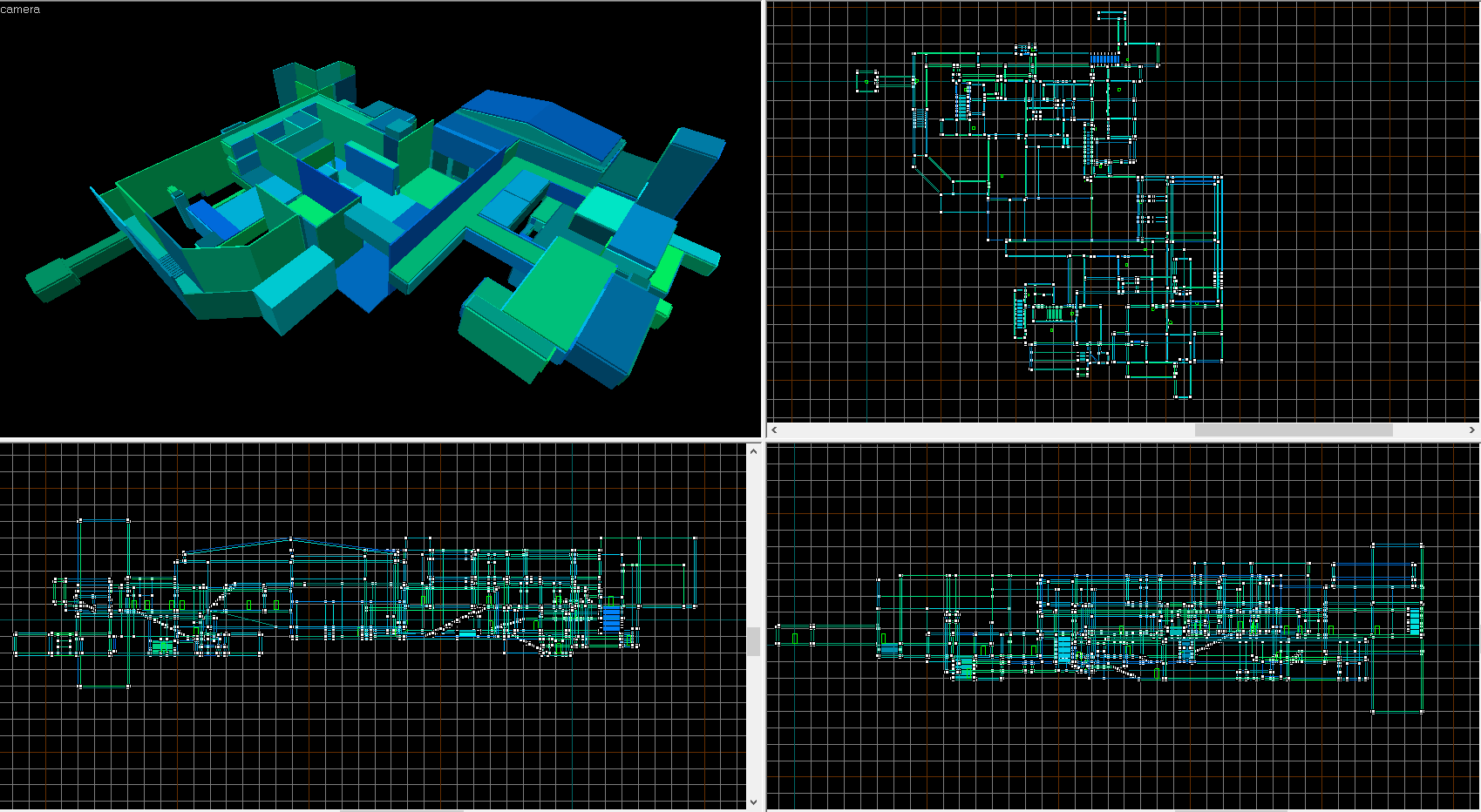 A Screenshot of Source Hammer Editor displaying a complete level built with basic geometry