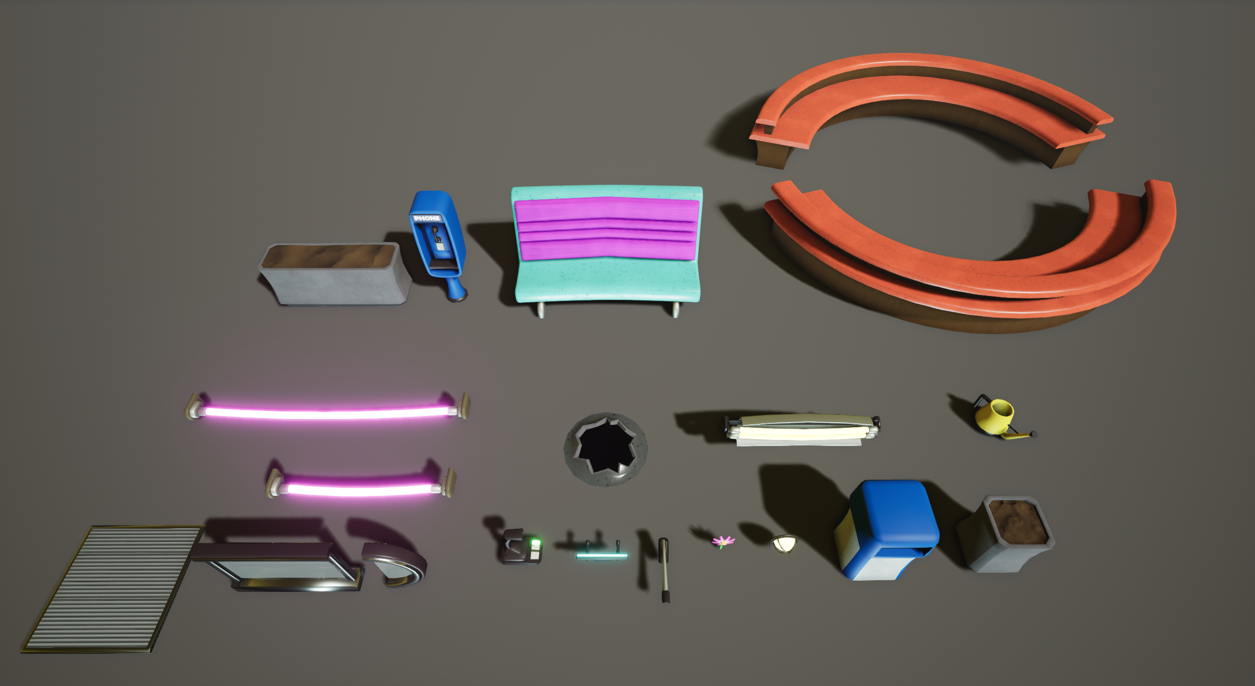 A selection of assets made for the information and lobby area