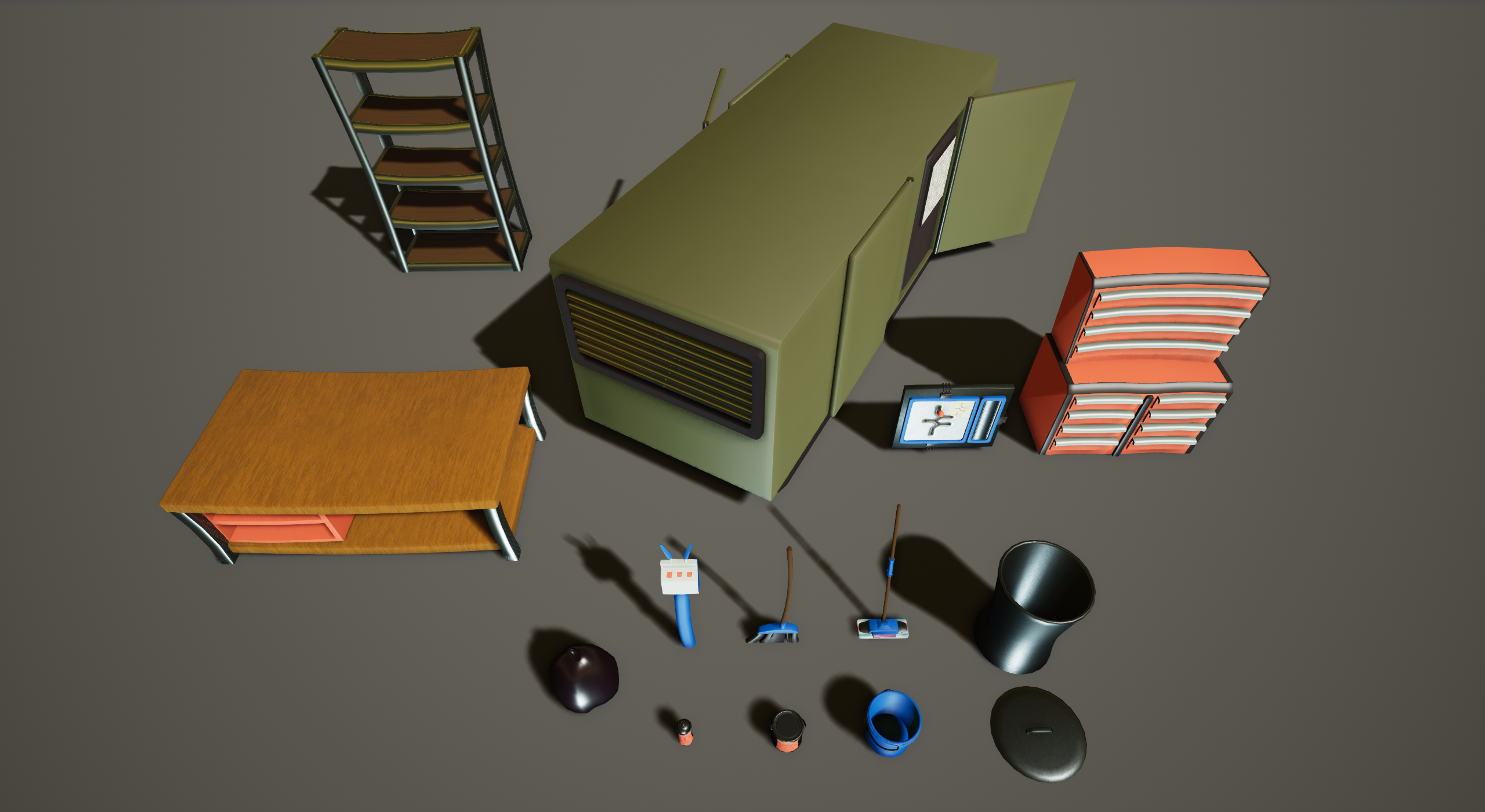 A selection of assets made for the back hallways and maintanence
