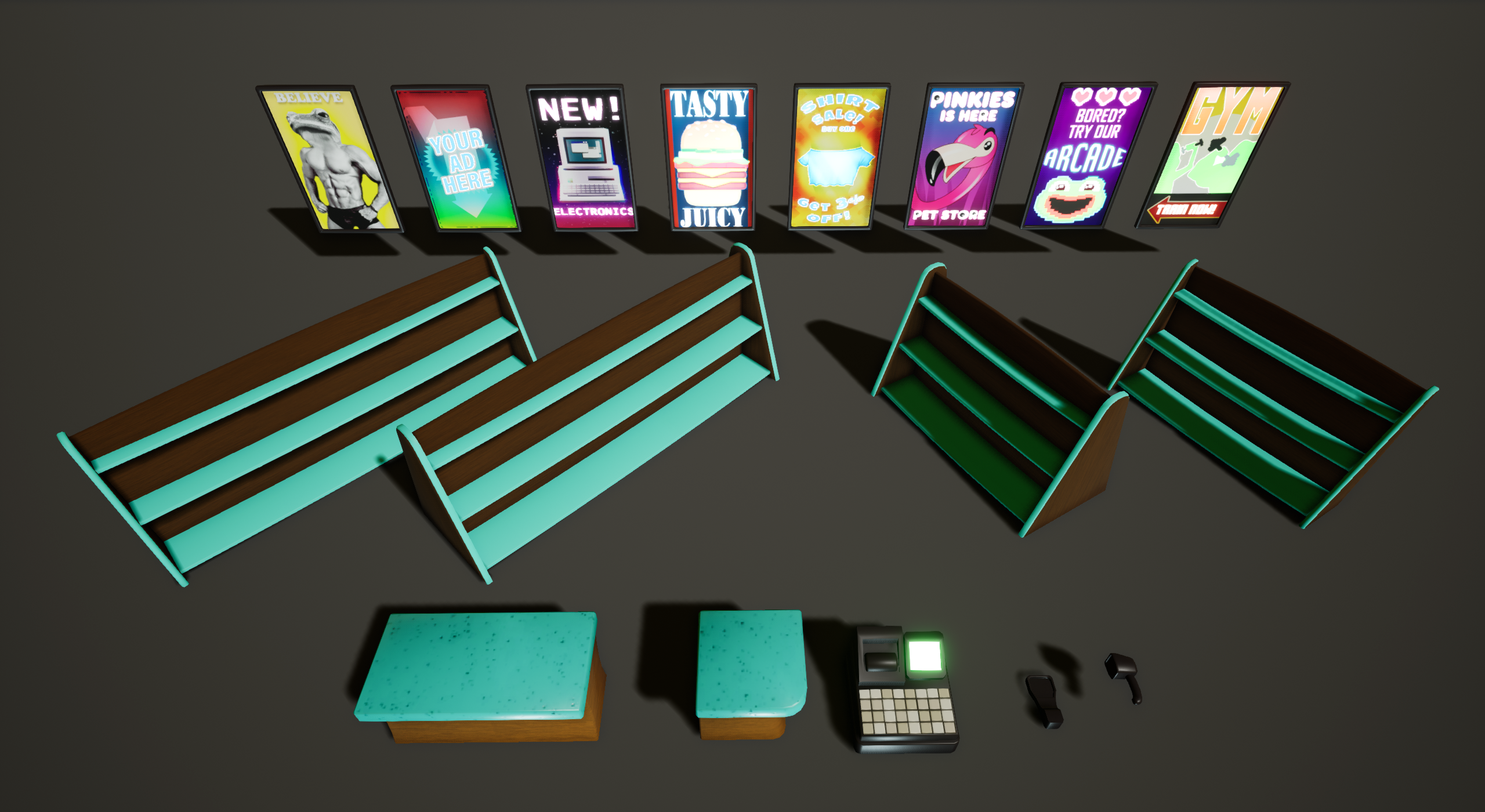 A selection of assets made for all stores and hallways