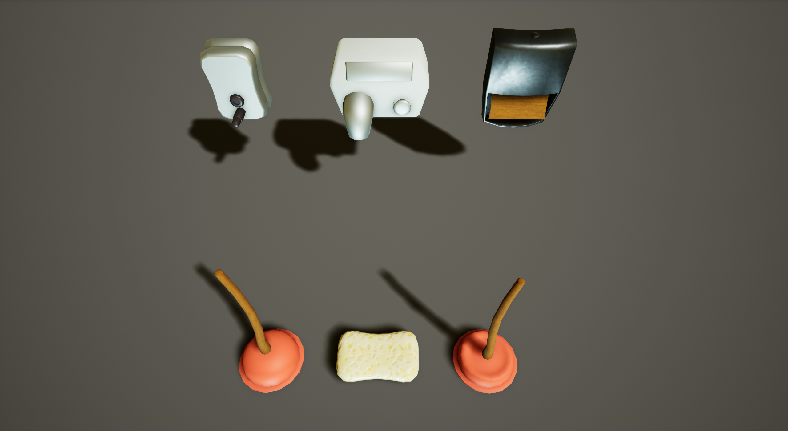 A selection of assets made for the bathroom