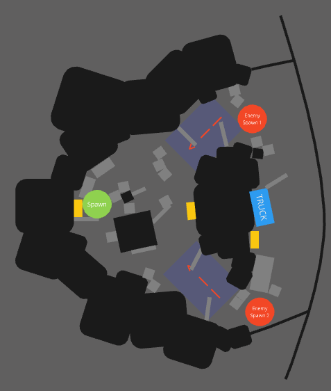 A simple top down level sketch of a mineshaft