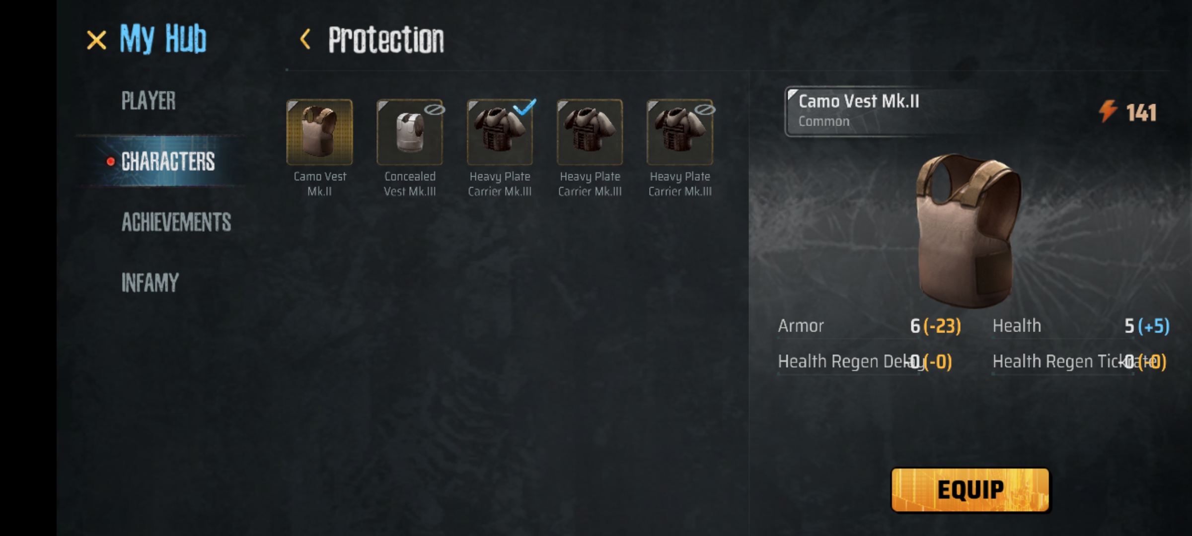 A Screenshot of the game MadWorld showing the equipment swapping screen in the player inventory