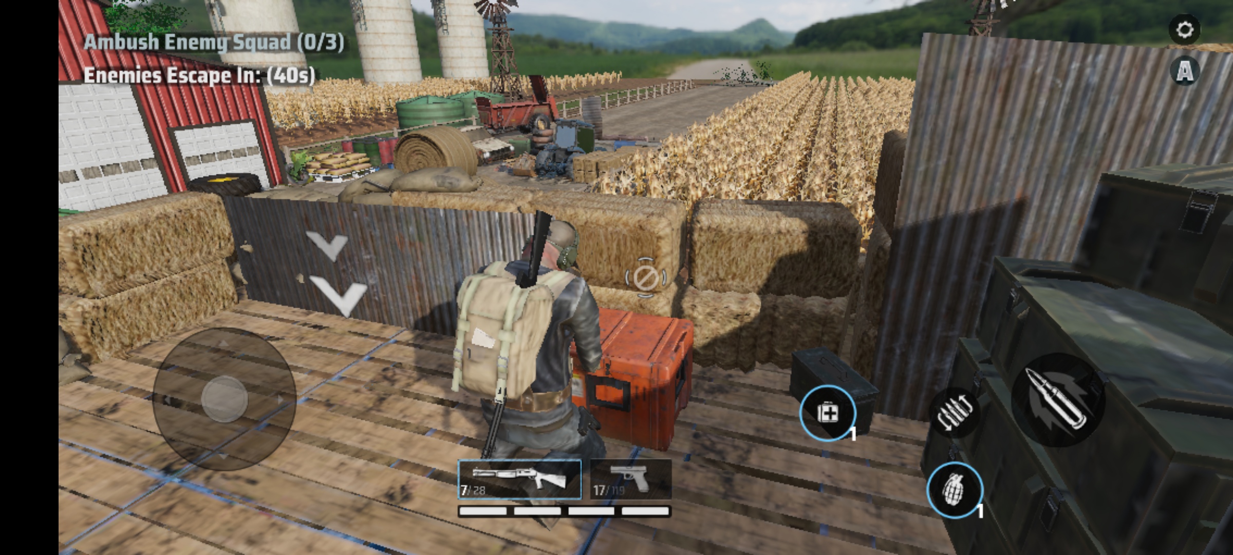 An O3DE screenshot of a third person shooter with a character opening an orange loot crate
