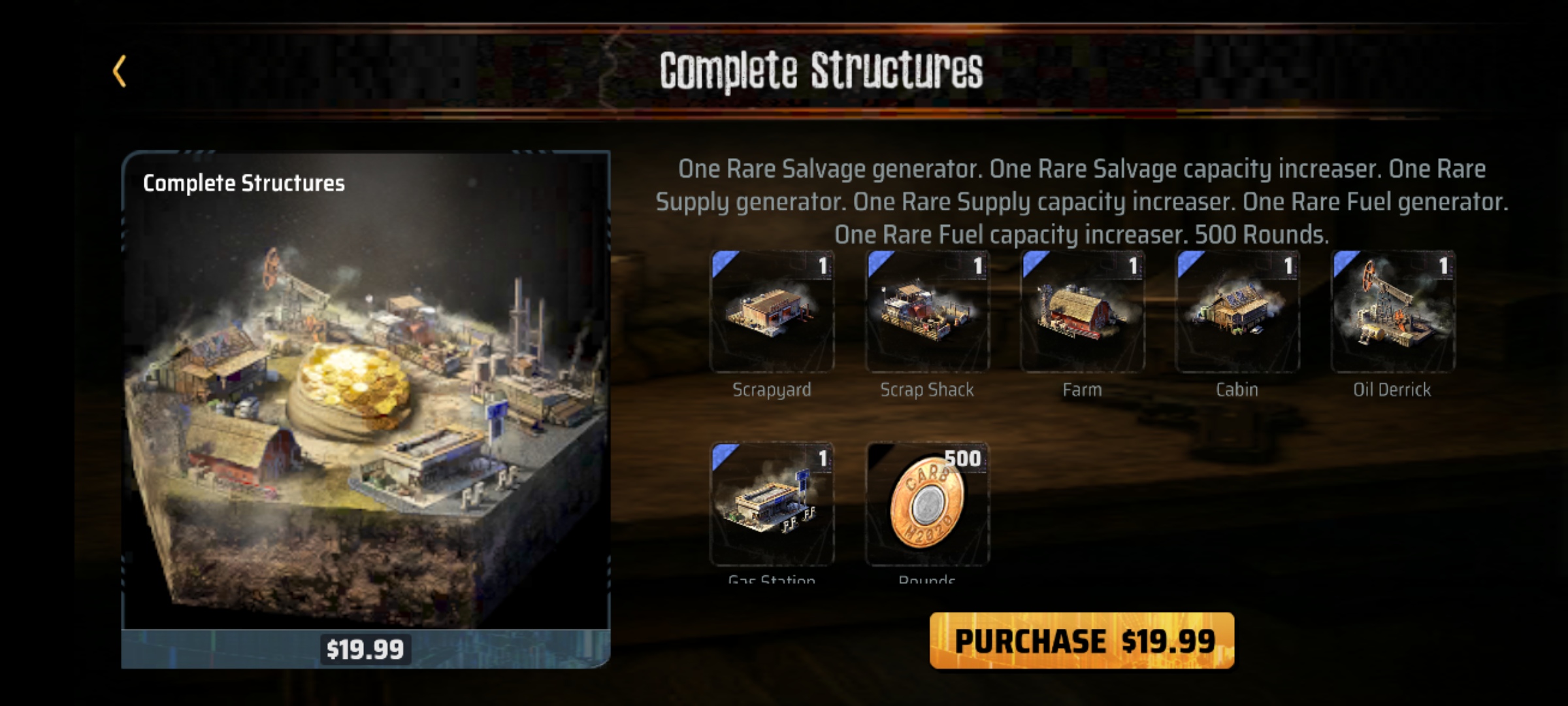 A Screenshot of MadWorld showing a store page with several structures available to purchase in a pack