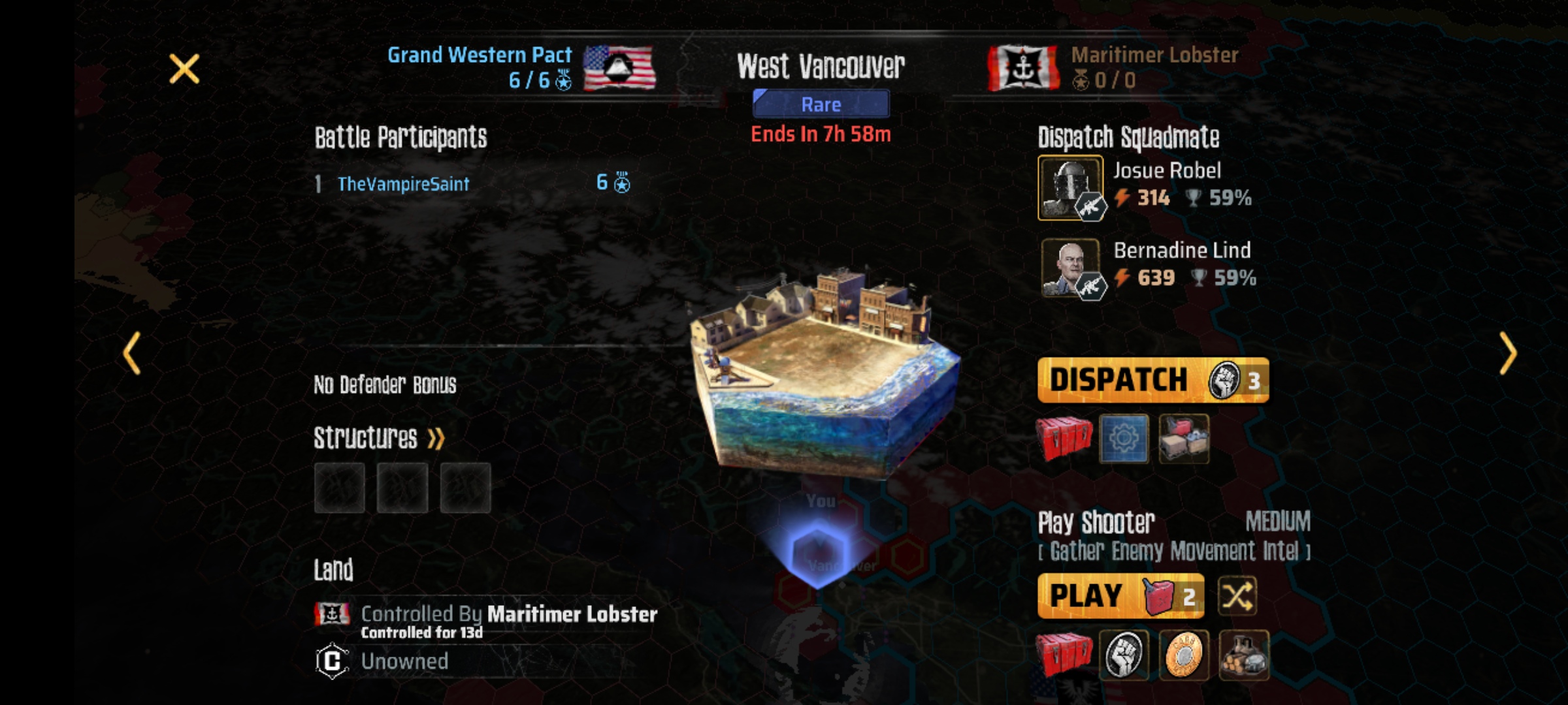 A Screenshot of the game Madworld showing the war hex territory leaderboards