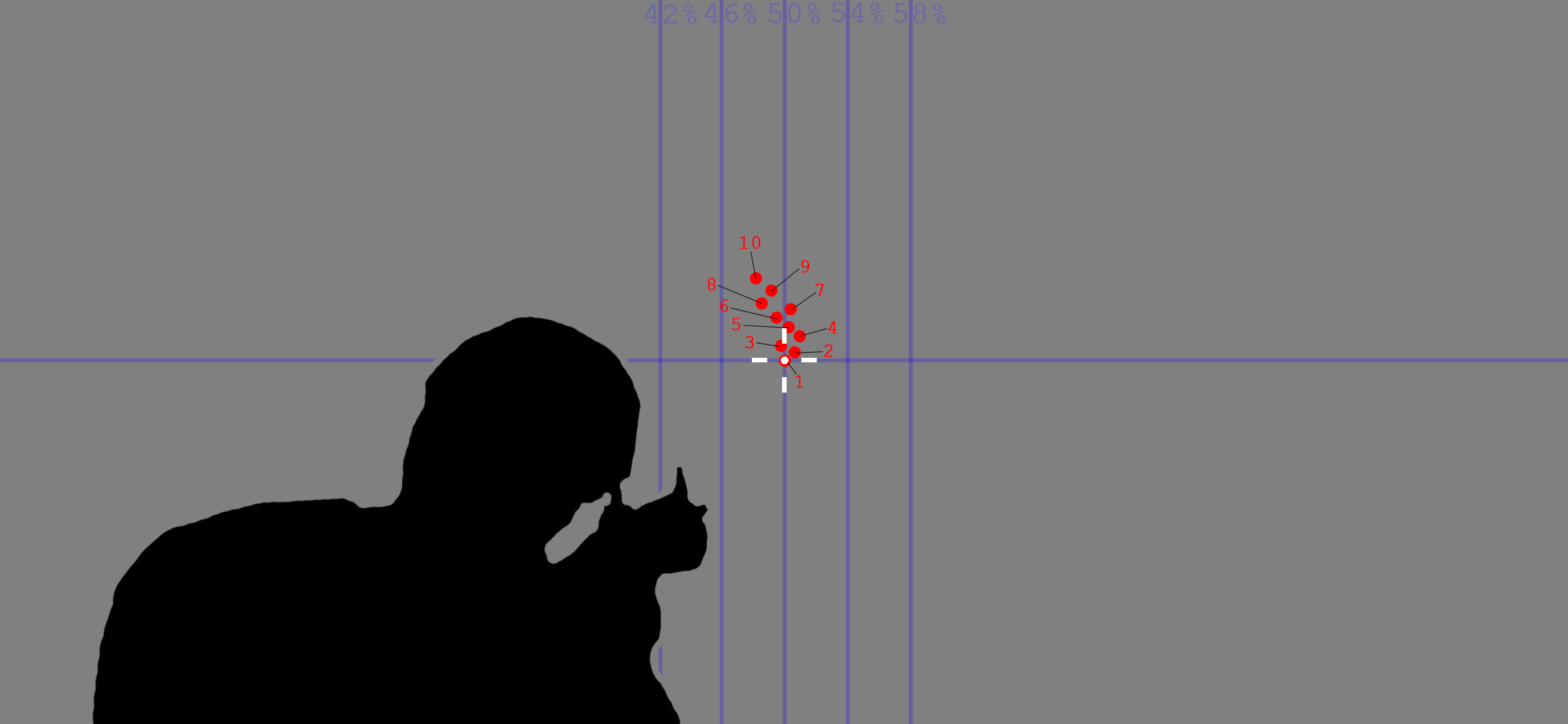 A simple sketch of a third person shooter character shooting displaying the spray pattern