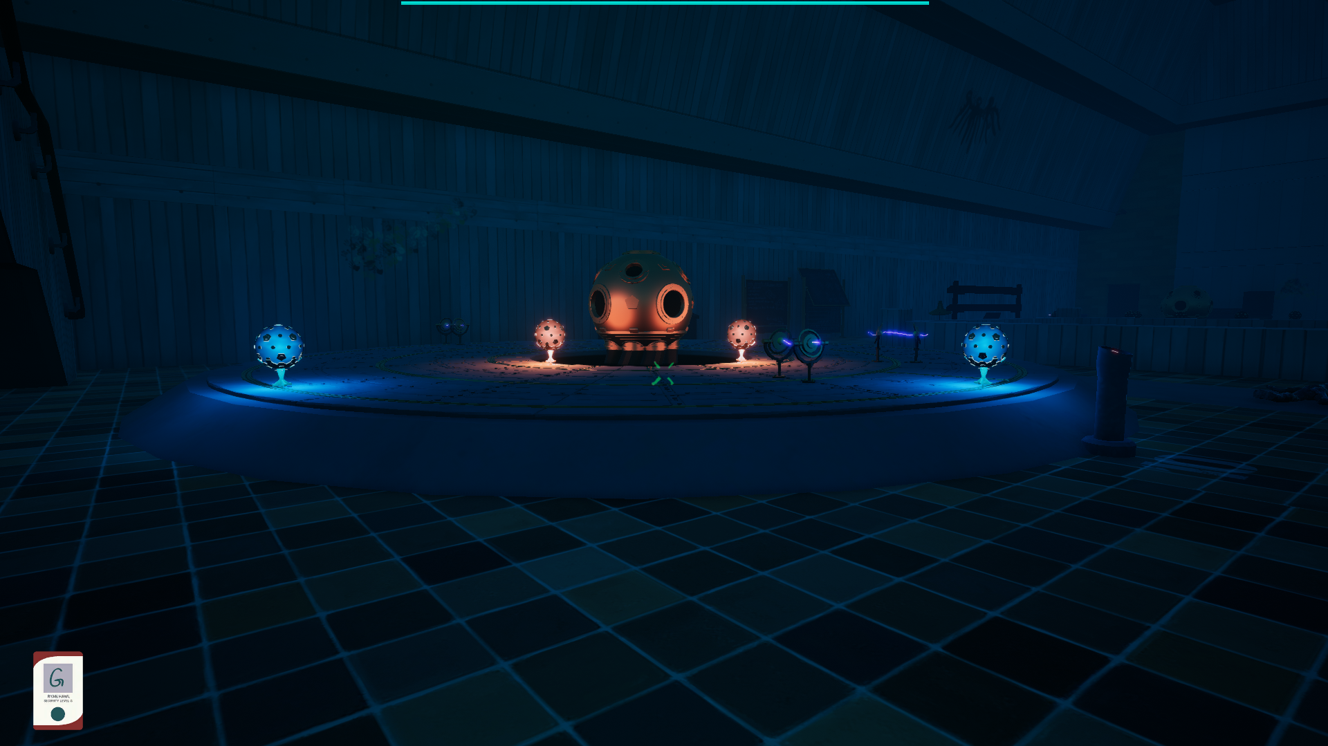 An Unreal Engine screenshot of a dark brutalist laboratory filled with science equipment and mysterious machines