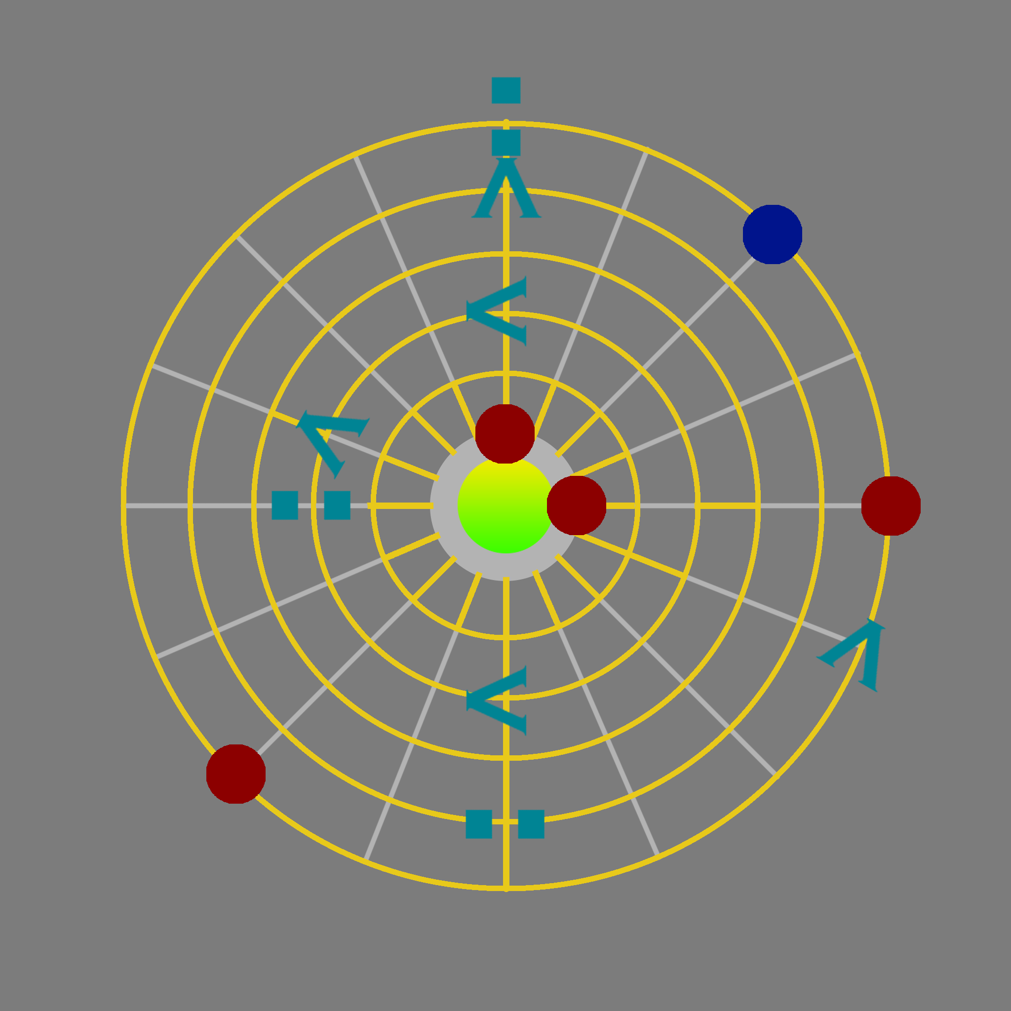 A digital sketch displaying a atomic style puzzle from above with various puzzle pieces
