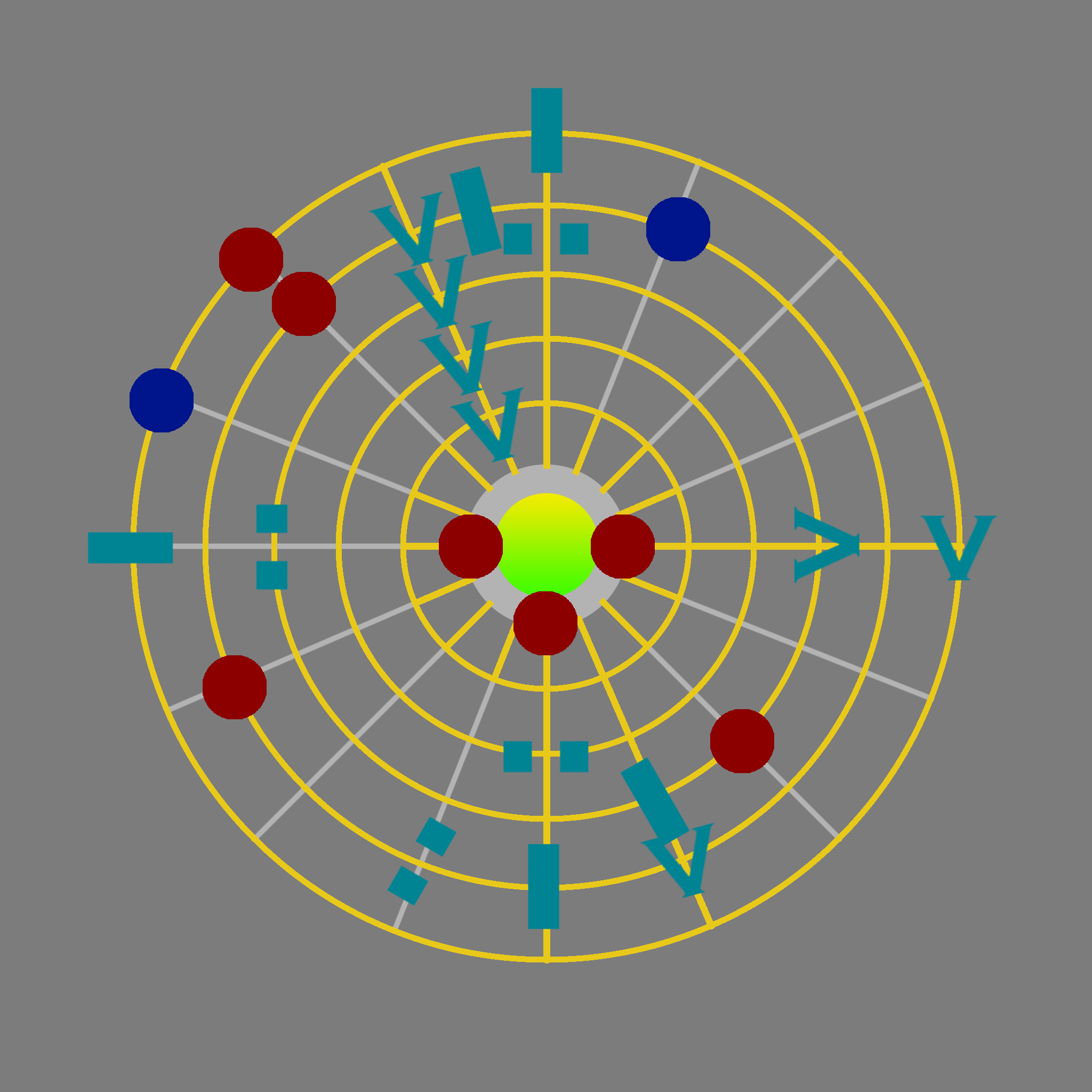 A digital sketch displaying a atomic style puzzle from above with various puzzle pieces