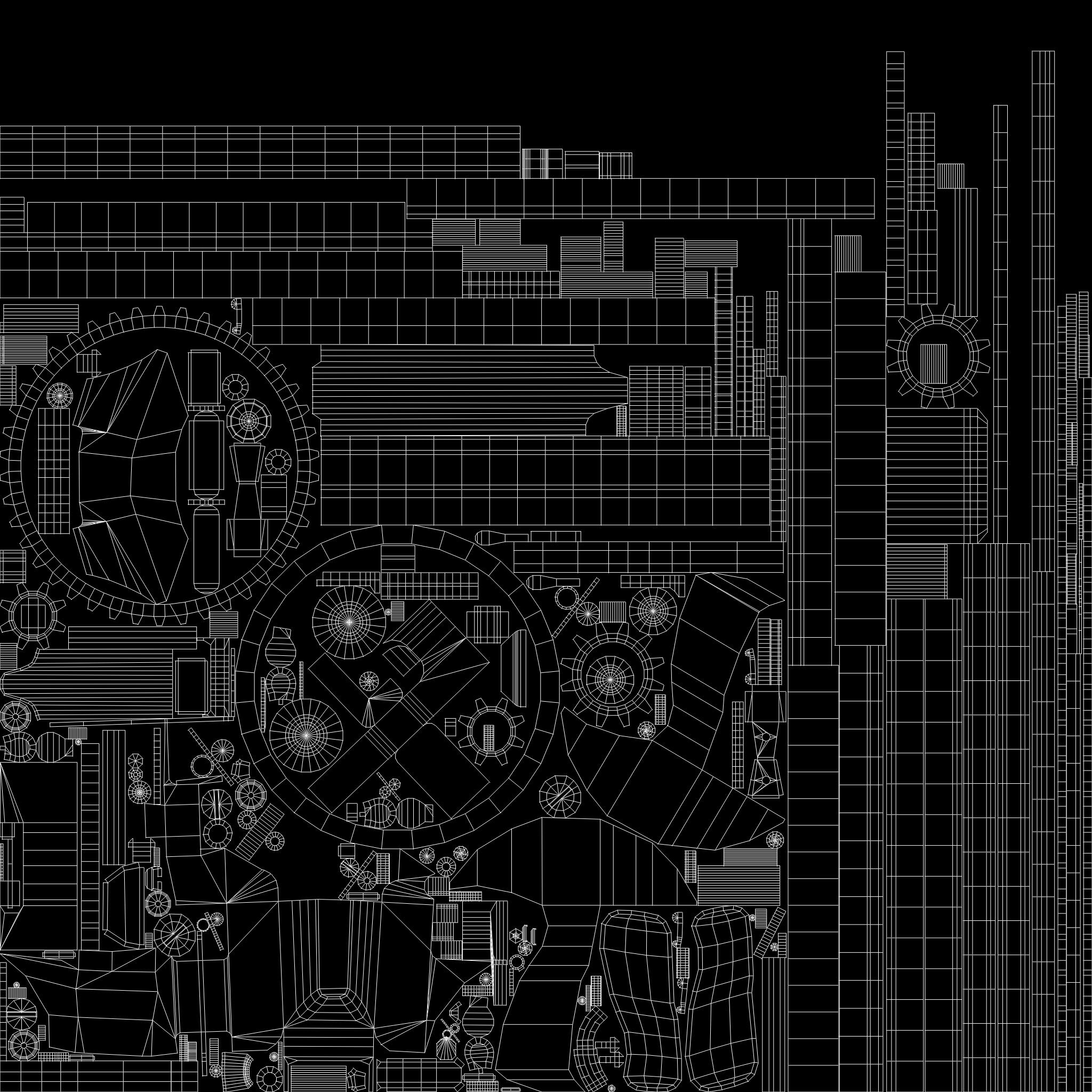A texture map of the rotator pistol displaying the UV packing
