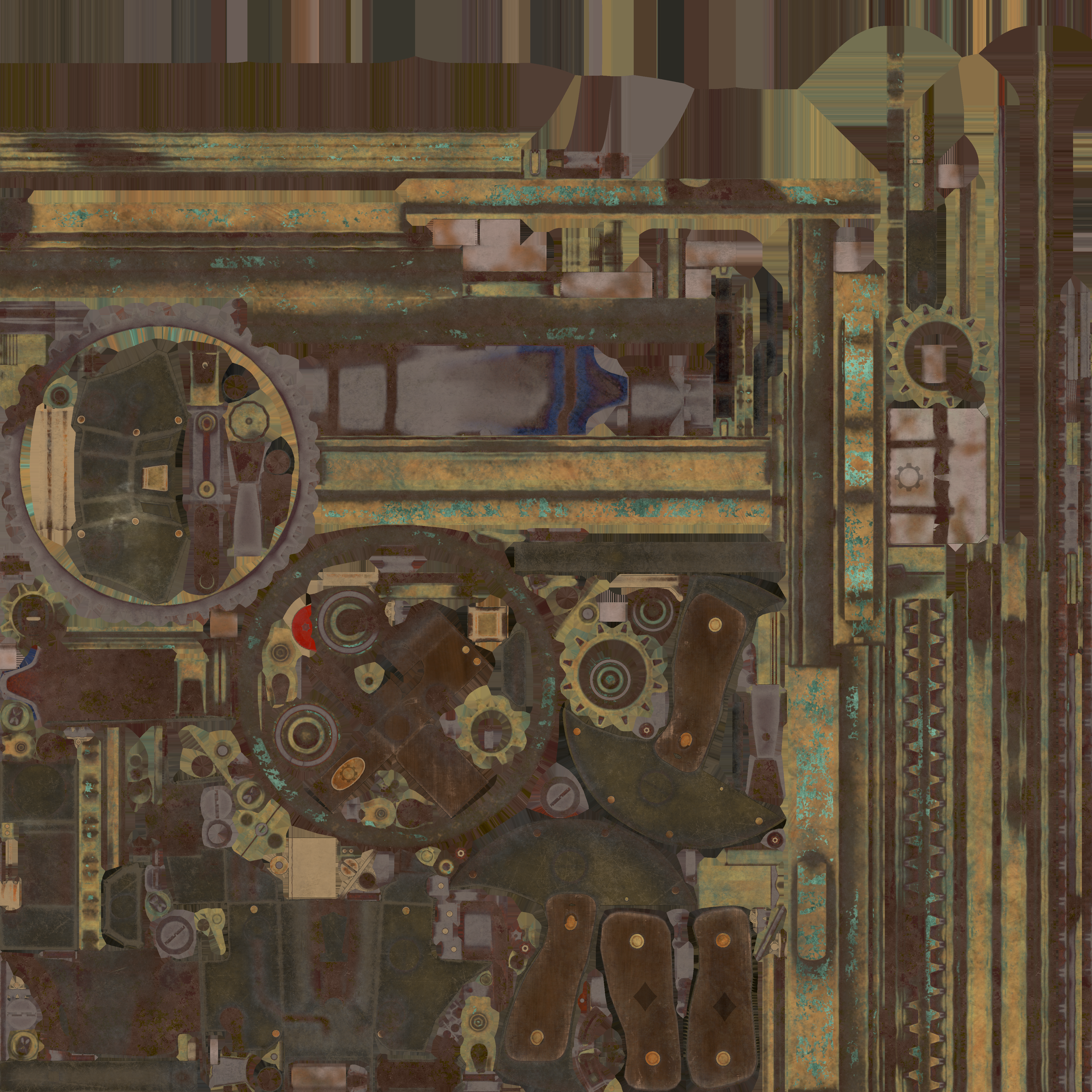 A texture map of the rotator pistol diplaying the albedo or base color