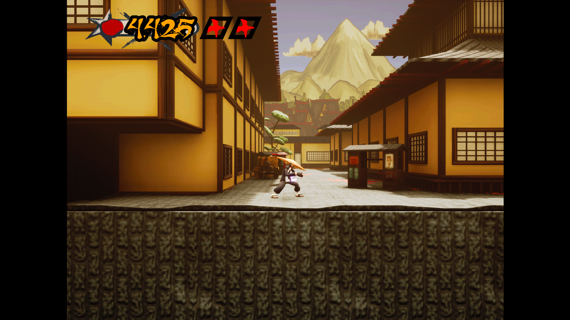 A screenshot of Sword of the Dead City gameplay in Unreal Engine featuring the streets of an Edo period Japanese city