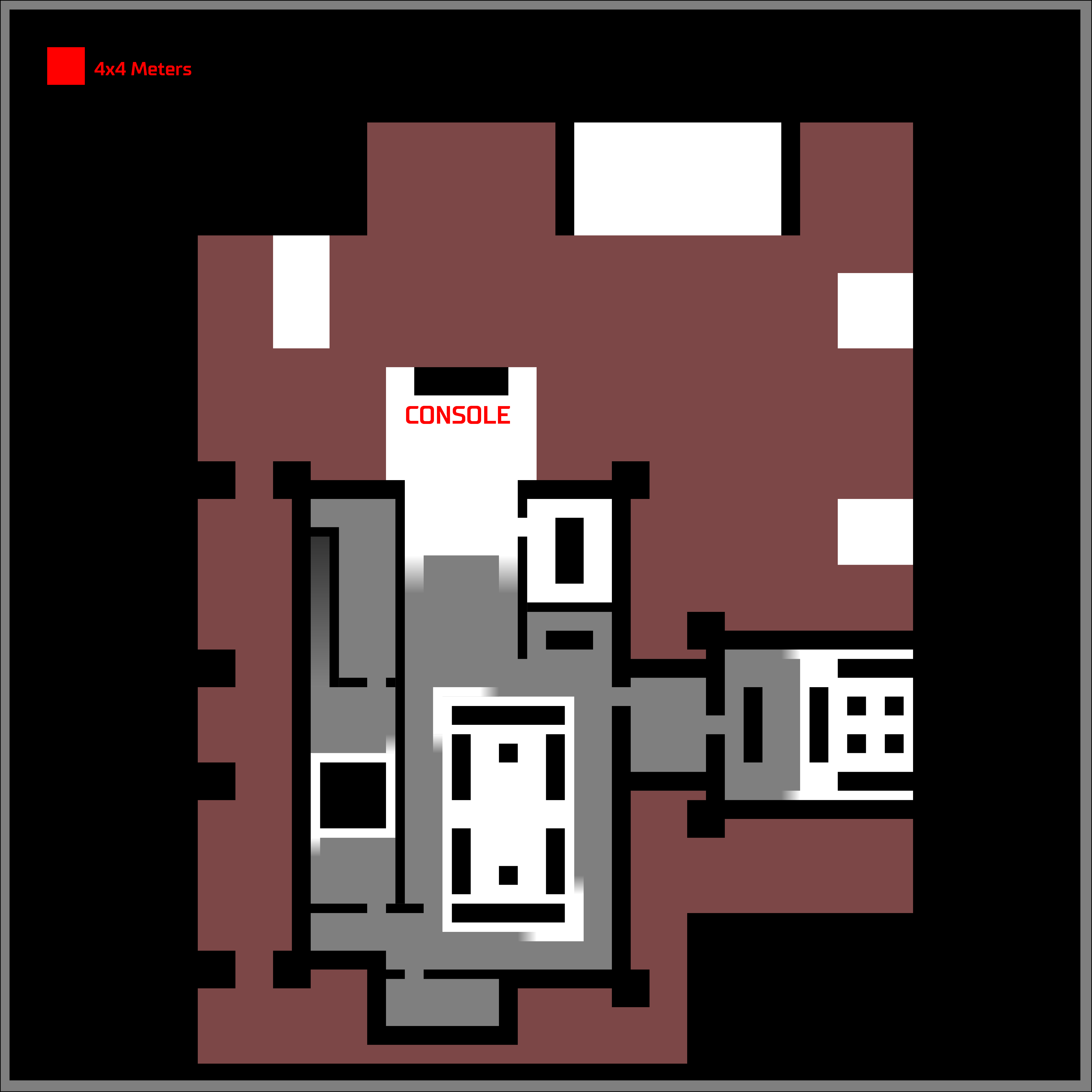 A digital drawing of a city block showing gameplay elements and general level geometry